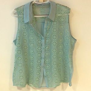 Vintage crochet baby blue blouse